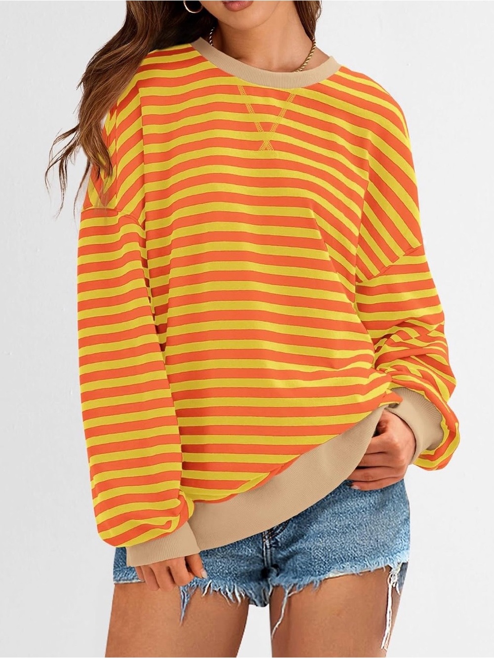 Amazon BTFBM Striped Crew Sweatshirt